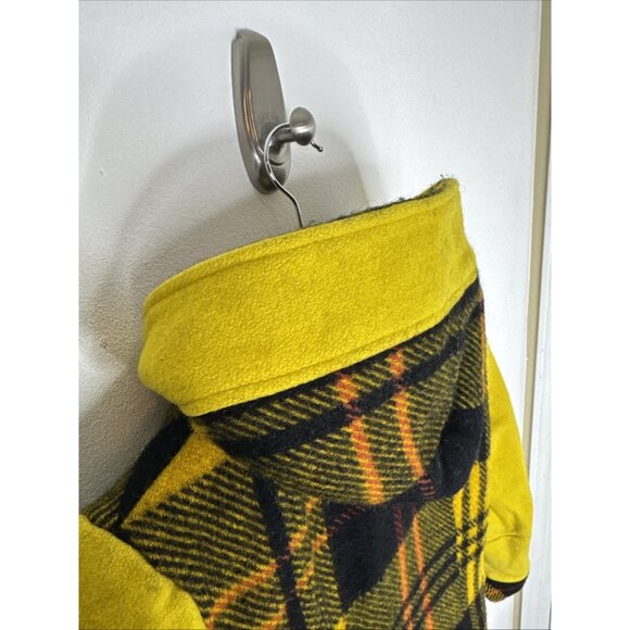 Vintage Niccolini Girls Wool Plaid Duffle Coat Hooded Yellow Black Red Youth XL - Picture 5 of 9